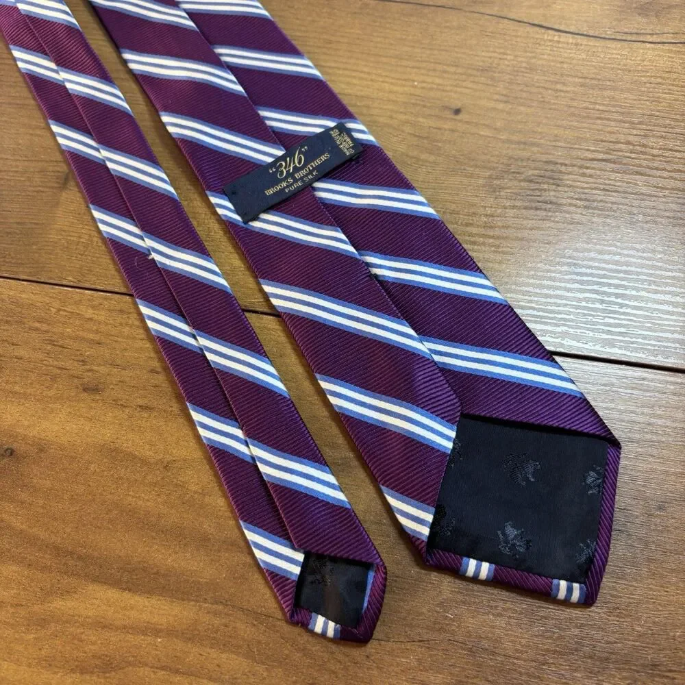 Brooks Brothers 346 Purple Blue Striped Preppy Silk Men's Tie